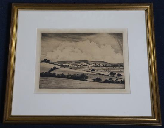 § Christopher Richard Wynne Nevinson (1889-1946) Valley in the South Downs (Guichard 41) 9.75 x 13.75in.